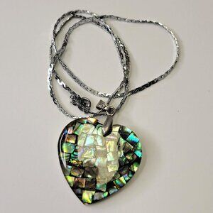 Genuine Abalone Shell Pendant Necklace Heart Shape Abalone Pendant